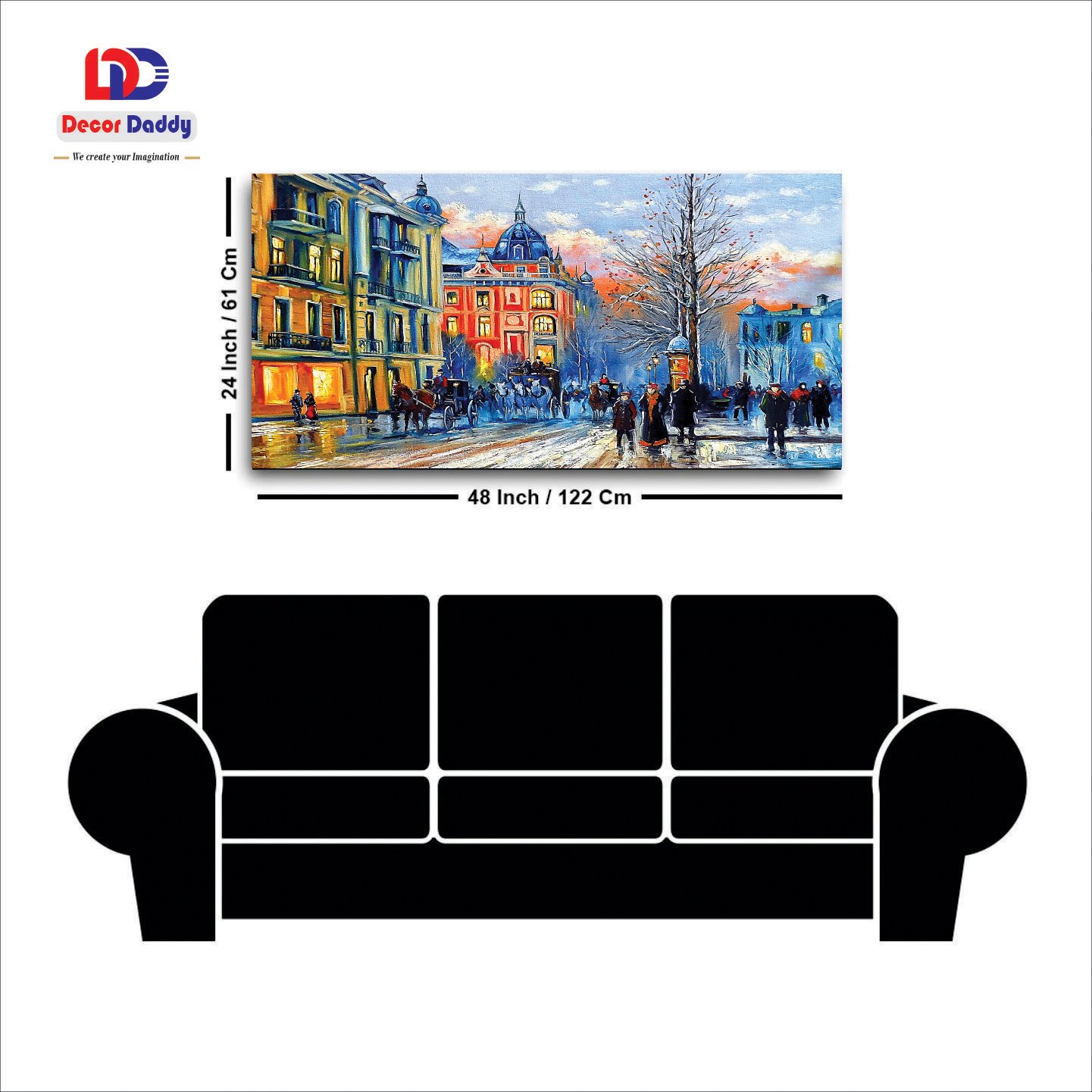 Old City Street in Winter Premium Canvas Wall Painting  decorative masterpiece for home decor